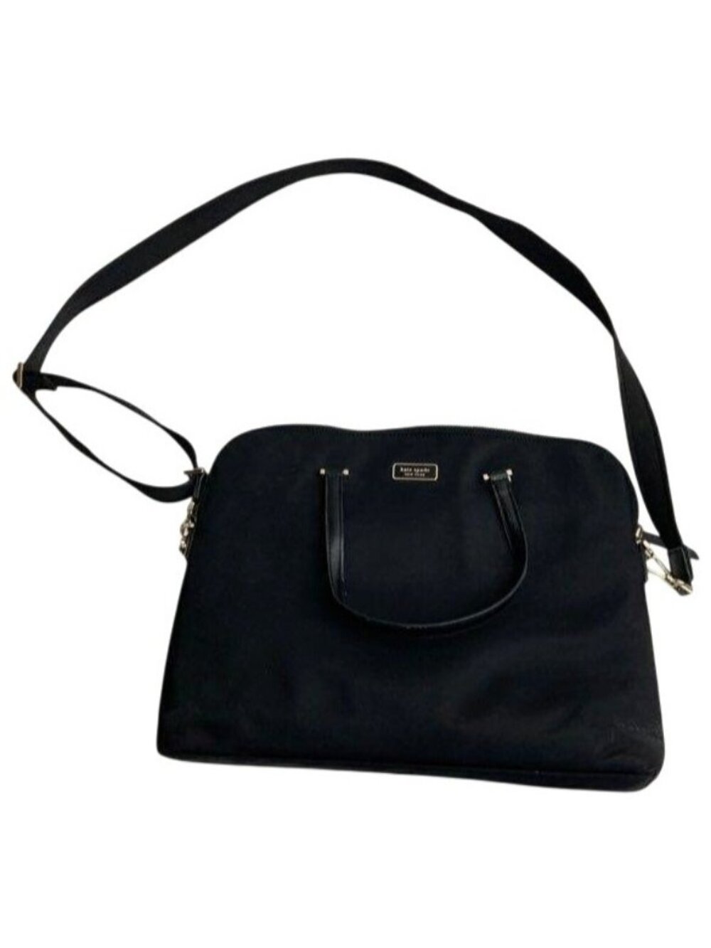 Kate Spade Black Nylon & Leather Shoulder Bag With Handles